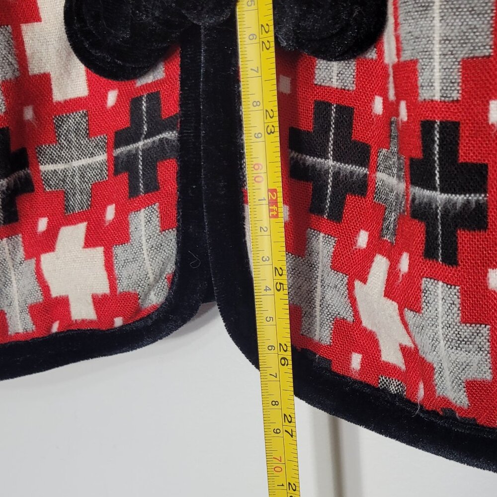 Member Red & Black Cotton Blend Pockets Retro Patterned High Quality Blazer 10 - Picture 8 of 10